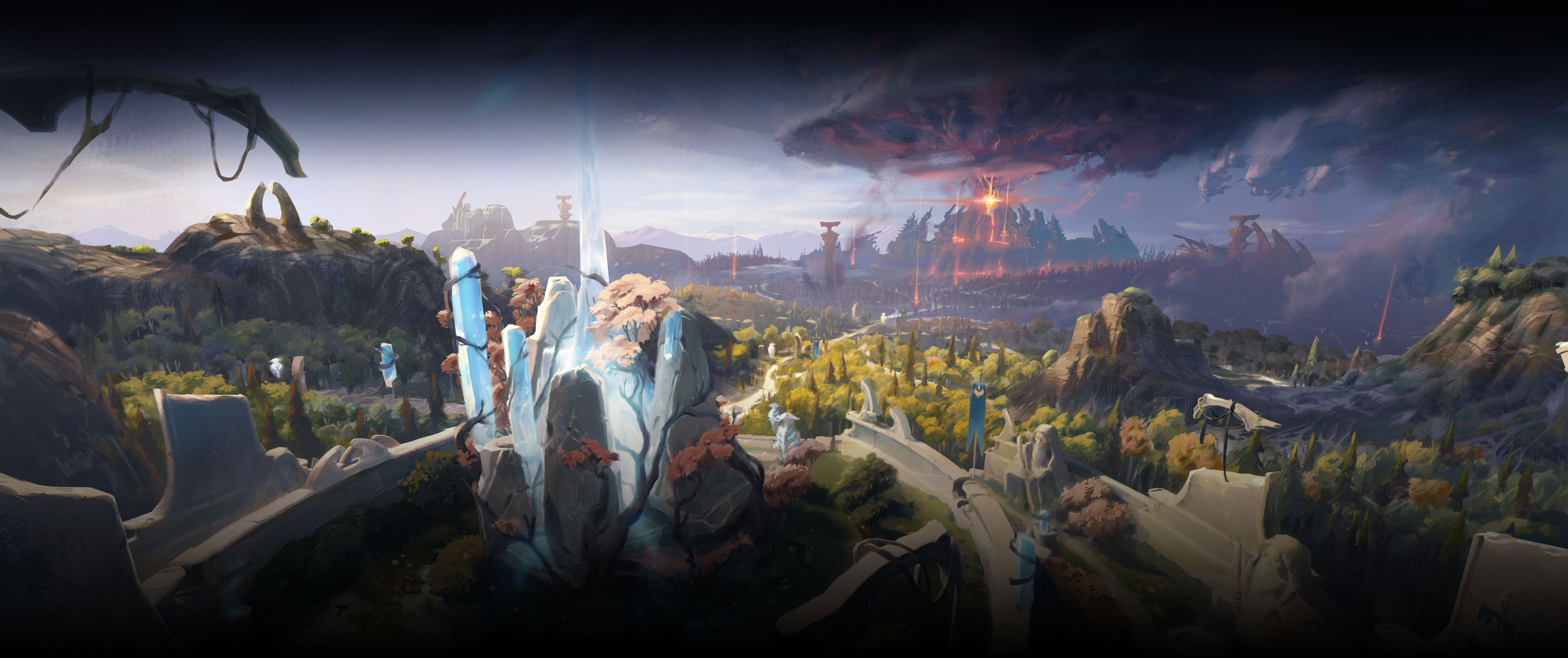 The Radiant and Dire sides of Dota 2's fantasy battlefield